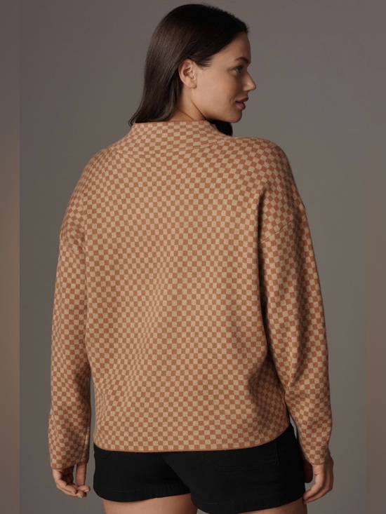 NWT Anthropologie Maeve Carys Mock
Neck Sweater Checkerboard Heart Tan & Pink 1X - Picture 2 of 11